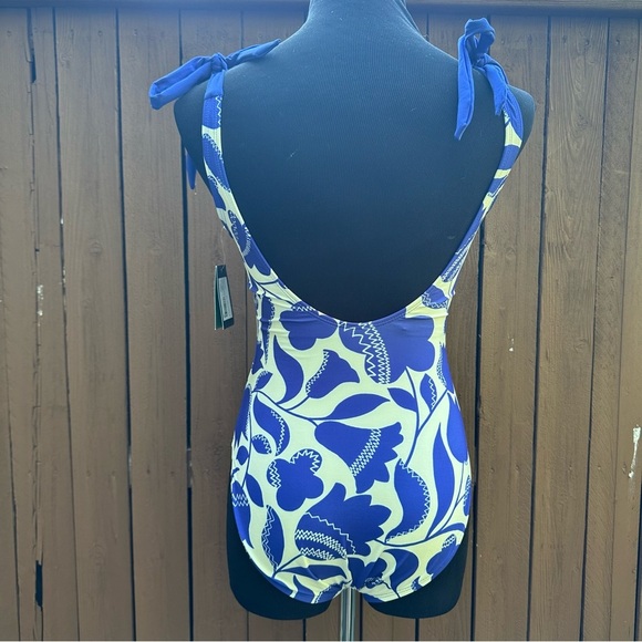 Kate Spade | NWT Size Small Blueberry Floral Tie Shoulder V Neck Bathing Suit - Picture 15 of 16
